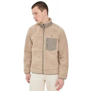 Polo Ralph Lauren Hi-Pile Fleece Jacket Men's Large Tan Full Zip Sherpa NWT